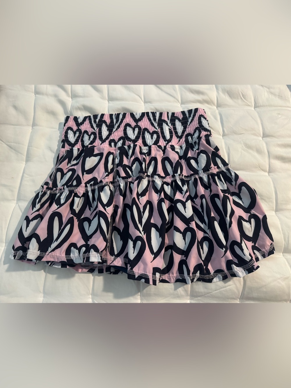 Women’s Pink Heart Print tiered tennis/pickleball  Skirt